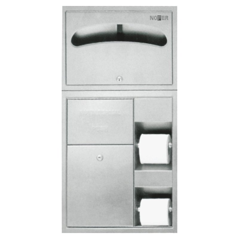 Recessed Unit with Toilet Roll Holders, Bin and Seat Cover Dispenser 12031