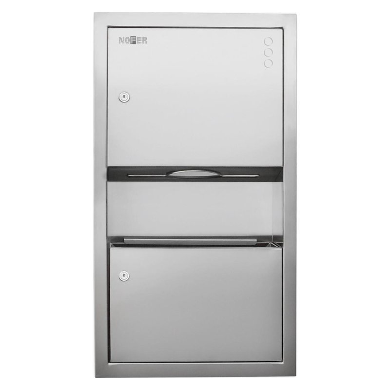 Recessed Unit with Z-Fold Paper Towel Dispenser, Bin and Hinged Door 12047