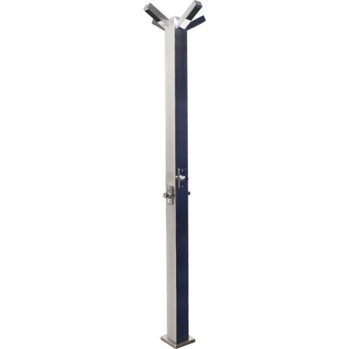 Shower column with four shower heads and four timed push-buttons