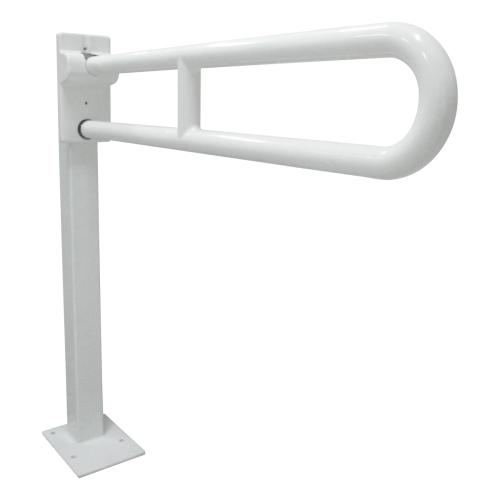 Swing-up grab bar with floor support