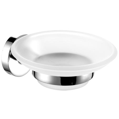 Glass soap dish with zamak wall support