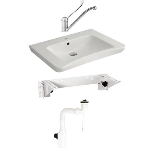 Ergonomic washbasin kit with grab bars