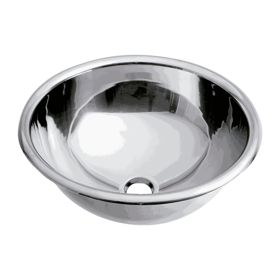 Wash basin recessed with overflow hole. aisi 304 stainless steel bright. outer diameter: 355 mm SNR031